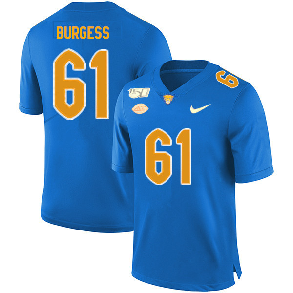 2019 Men #61 Brian Burgess Pitt Panthers College Football Jerseys Sale-Royal